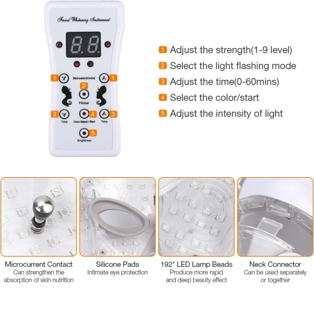 | 7 Farben LED Photon Lichttherapie Maske - Gesichts- und Halsbehandlung