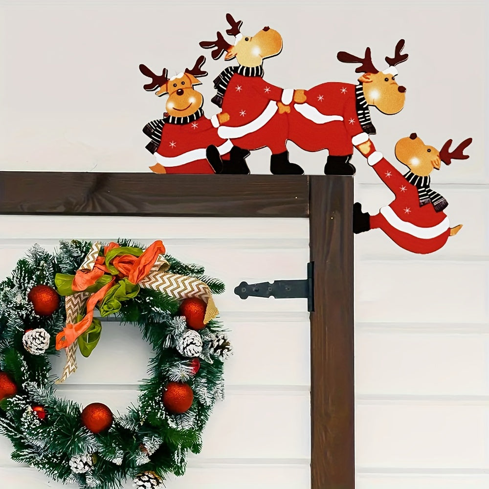 Wandkunst Weihnachten, Santa Rentier Türrahmen festlich