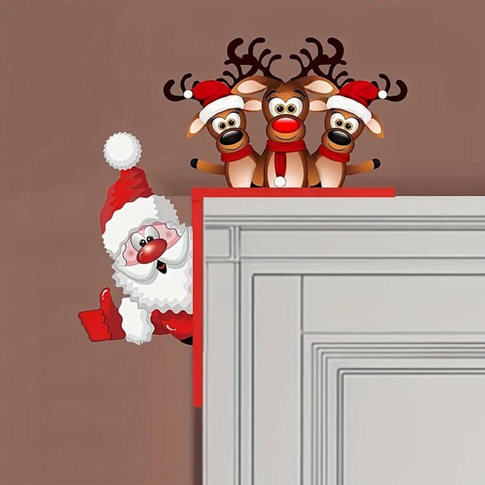 Wanddeko Weihnachten, Santa Rentier Türrahmen Dekoration