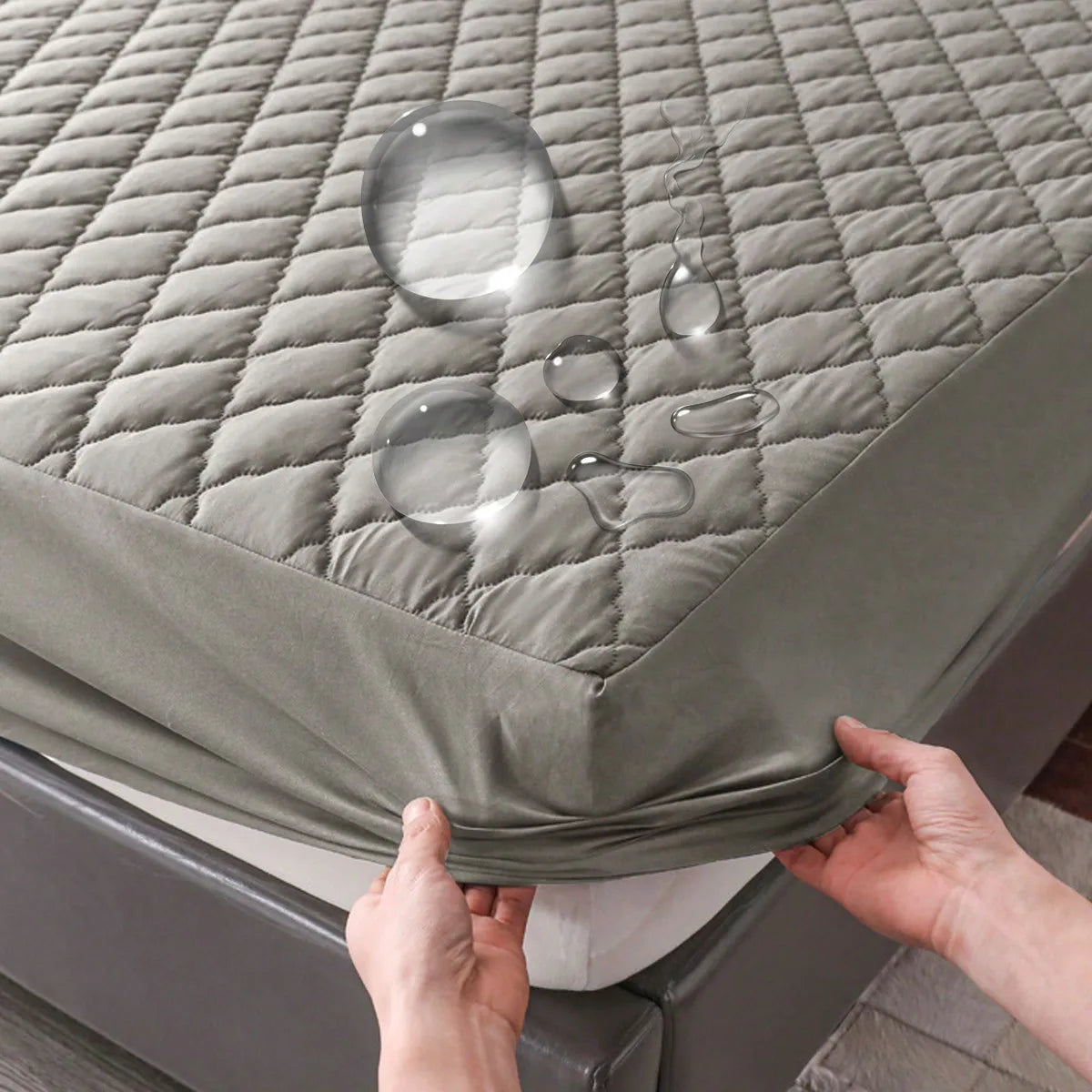 DreamGuard – Wasserdichte Matratzenauflage Grau/Weiß für Einzel & Doppelbetten