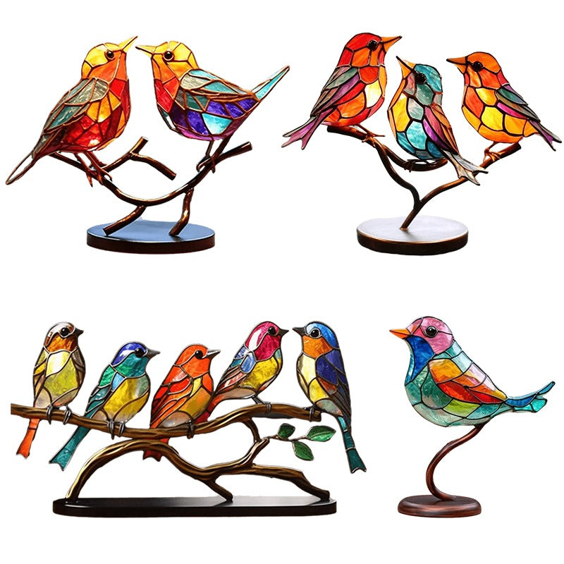 Handgefertigtes Kunstwerk - Farbenfrohe Vogelskulptur