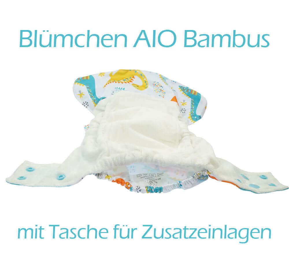 Blümchen AIO Bambus Stoffwindel Klett Faultier - Windelposchi