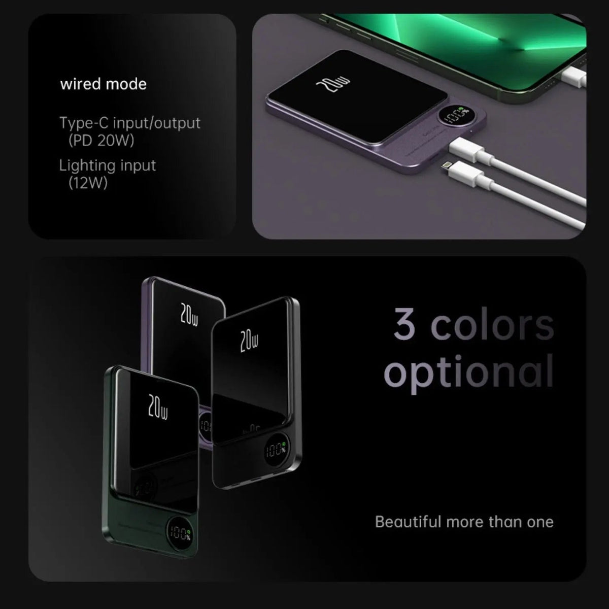 Powerbank Slim, kabelloses Magnet-Ladegerät, tragbar
