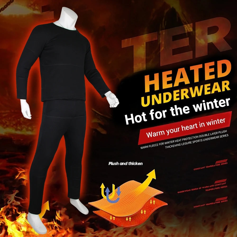 | Thermo-unterwäsche mit Heizung – Beste wiederaufladbare Heizkleidung UK für Männer & Frauen, Winter Basisschicht Komfort