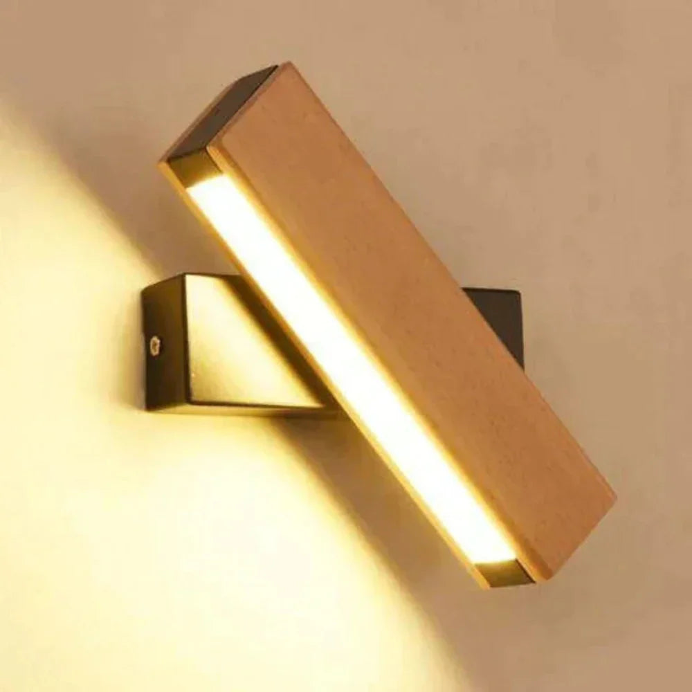 Moderne LED-Wandlampe mit drehbarem Holzdesign – Energiesparend und verstellbar