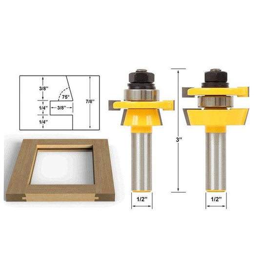 ® Rail & Stile Router Bit - Shaker - 2 Piece Set - 1/2" Shank