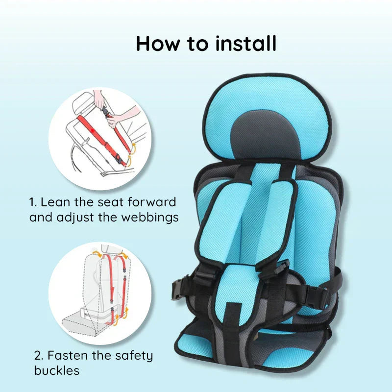 Tragbarer Auto-Kindersitz Booster, sicher, kompakt, faltbar, Gurt