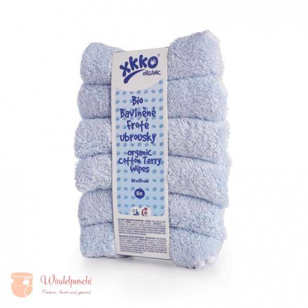 XKKO Reinigungstücher aus Bio-Baumwolle- Baby blau (6 Stück) - Windelposchi