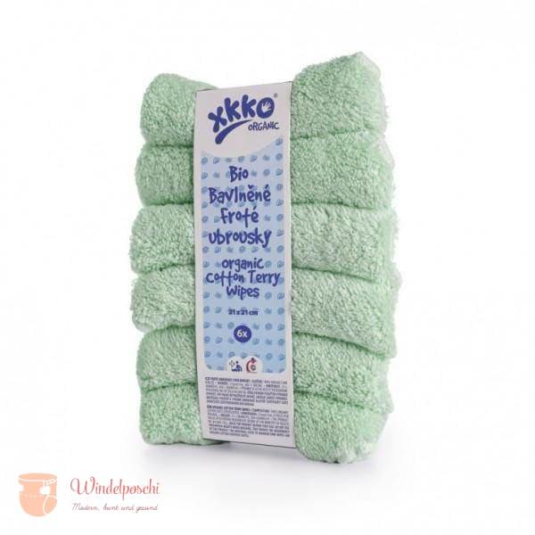 XKKO Reinigungstücher aus Bio-Baumwolle- minze (6 Stück) - Windelposchi